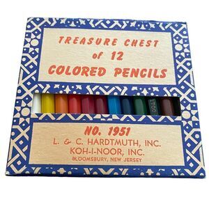 Vintage Set of 12 Colored Pencils No. 1951 L&C Hardtmuth Inc Koh-I-Noor